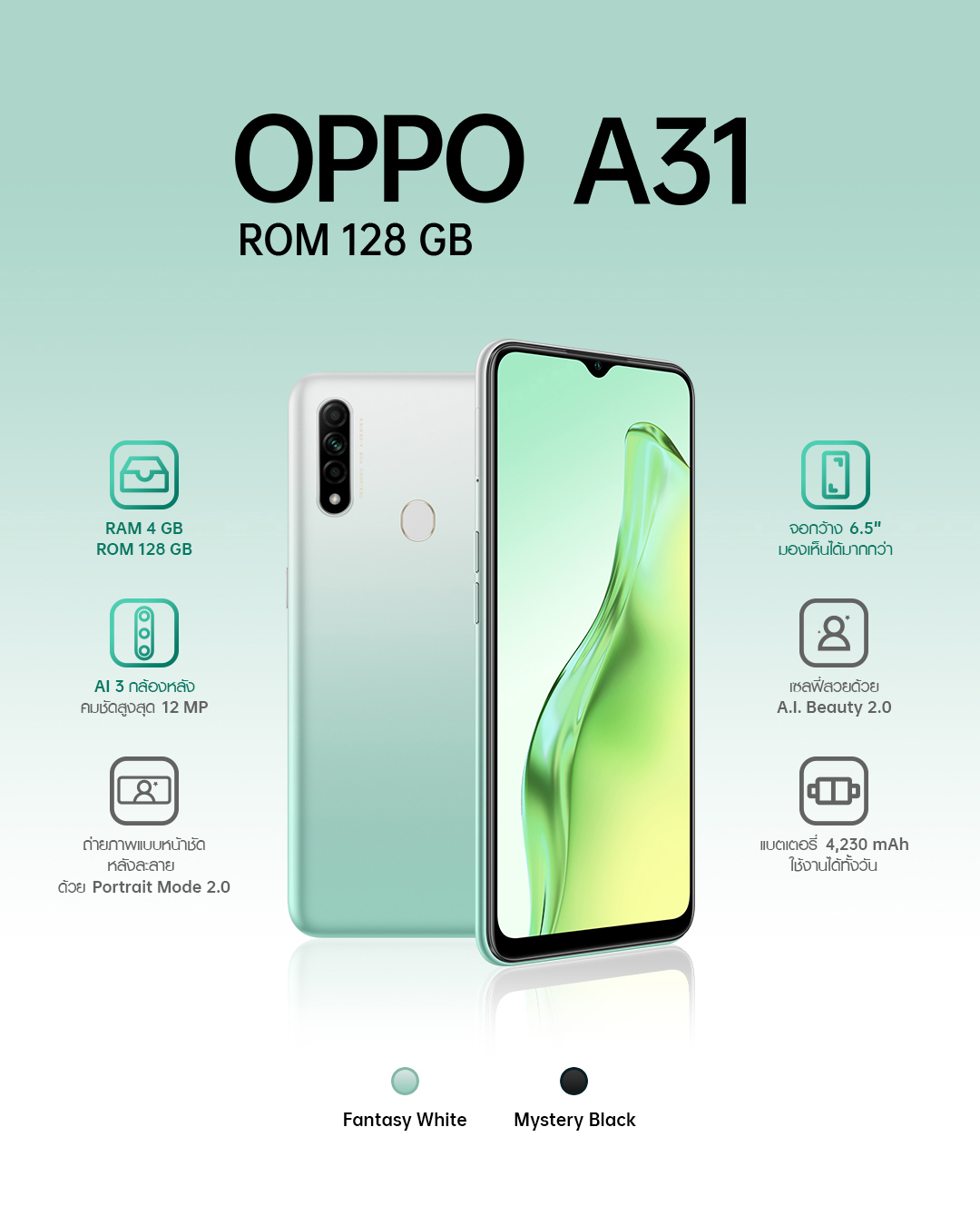 OPPO A31 สเปคคุ้มค่า ราคาโดนใจกับ ROM 128GB ให้คุณเป็นเจ้าของแล้ววันนี้